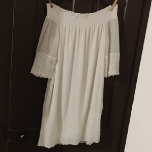 Maurices Cream Smocked A-Line Skirt Resort Wear